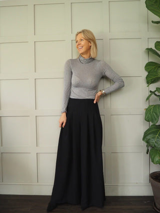 Luzo Cashmere Mix Polo Neck - Chocolate, Grey and Winter White