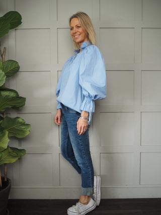 Nicolai Blouse with Frill Detail - Tangerine Orange