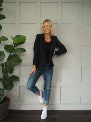 Cassia Double-Breasted Blazer - Black