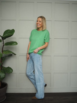 Adhana High Rise, Relaxed Fit, Wide Leg Denim Jeans - Light Blue