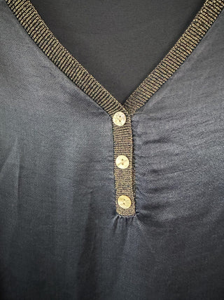 Glitterati V-Neck Top - Black, Champagne, Navy Blue