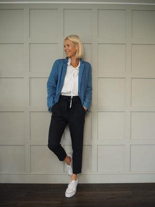 Felicity Lightweight Cotton Jacket with Button Fastening - Denim Blue