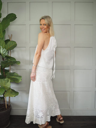 Memphis Crochet Maxi Skirt - Ecru