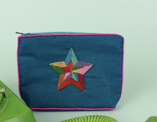 Purse Coin - Turquoise Blue Rainbow