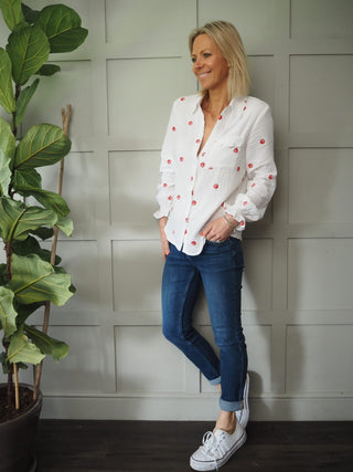 Sea Shell Long Sleeved Cotton Blouse - Off White