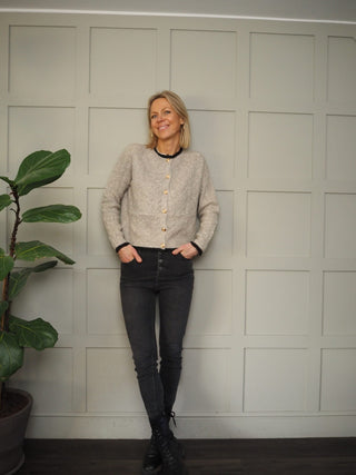 Frankie High Waist Skinny Jeans with Exposed Button Fly - Grey Washed