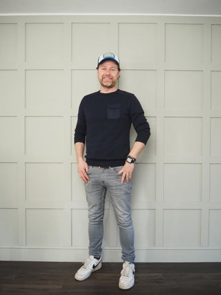 Men’s Ben Lightweight Cotton Round Neck Jumper - Navy Blue