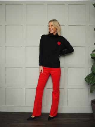 Elenice BootCut Trousers by Emme - Navy Blue, Red