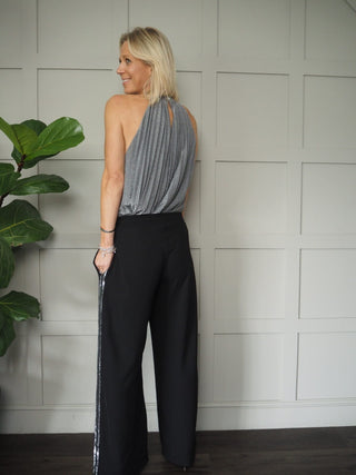 Yeva Pleated Halterneck Top - Silver