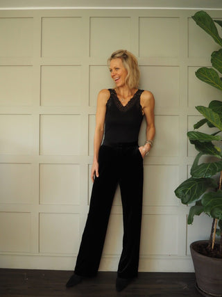 Ronnica Lace Trim Vest - Black, Ivory