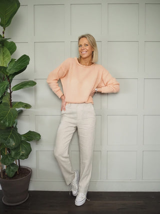 Malo Linen Trousers - Oatmeal