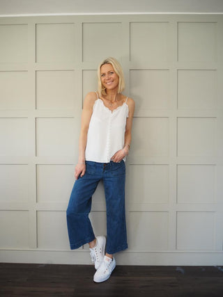 Gem Camisole with Ruffle Detail - Navy Blue