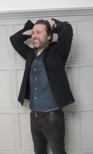 Men's Long Sleeved Denim Shirt - Denim Blue