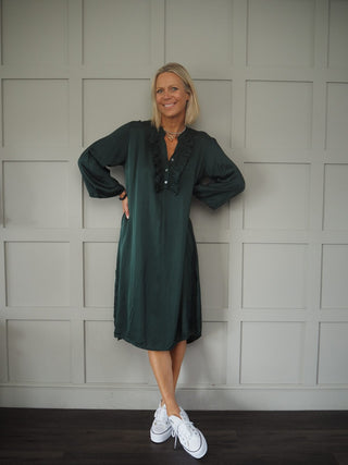 Damson Dress with Ruffles - Black