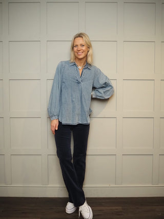 Marceo Boot Cut Corduroy Trousers - Ecru