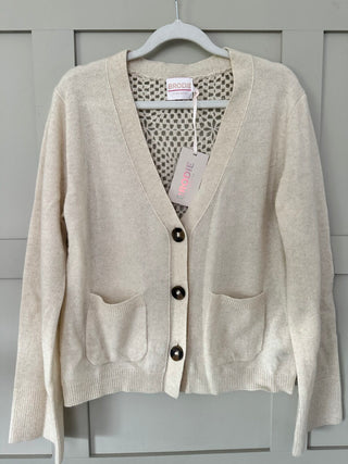 Cashmere Cardigan by Brodie with Crochet Back - Navy Blue