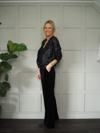 Christabel Sequin Jacket - Fully lined, No Fastenings - Black