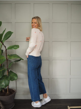 Little Cherry Cashmere Cardigan by Brodie - Off White