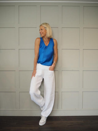 Sarah Silk Mix Vest Top - Black