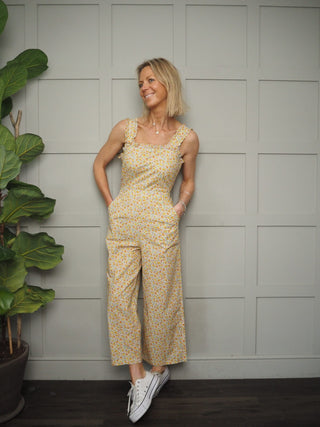 Ambre Claire Cotton Dungarees by Frnch - Floral