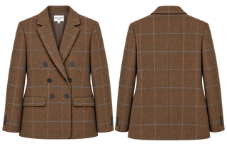 Stephanie Classic Tweed Double Breasted Blazer - Green/Blue/Yellow