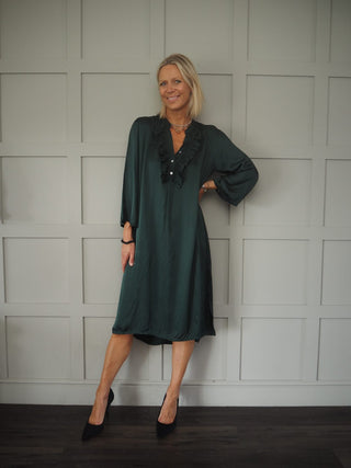 Damson Dress with Ruffles - Black