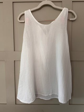 Sucre Linen Mix Vest - Black, Coral, Stone, White