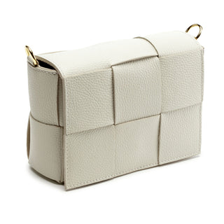 Patchi Crossbody &amp; Clutch Leather Bag with Square Woven Design - Dusky Pink