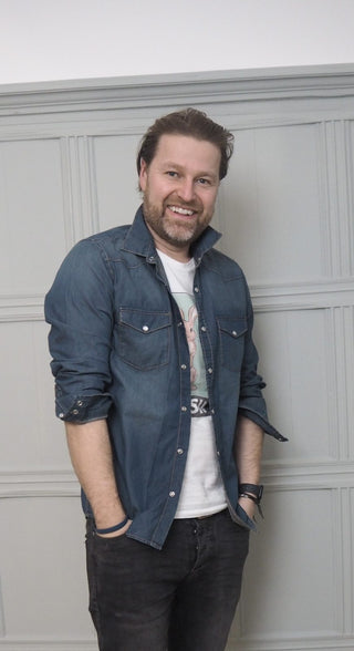 Men's Long Sleeved Denim Shirt - Denim Blue