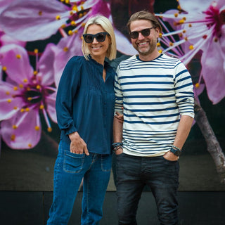 Men’s Samuel Cotton Striped Jumper - Off White and Navy