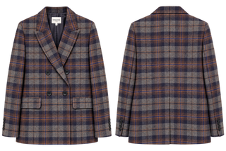 Charlie Classic Tweed Double Breasted Blazer - Charcoal/Chocolate/Navy Blue