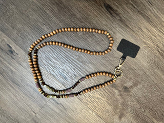 Crossbody Wooden Beaded Phone Cord - Sand