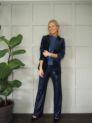 Festival Party Wide Leg Sequin Trousers - Green