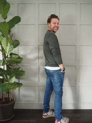 Men's Shiva Hemp Long Sleeved Top by Thinking Mu - Navy Blue