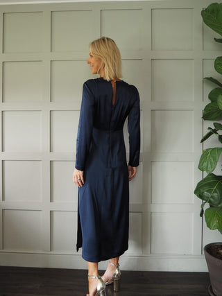Falliella Dress with Knot Detail and Side Slits by Ottod'Ame - Black, Green and Navy Blue