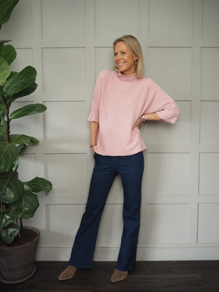 Briar Boot Cut Denim Look Trousers, with Stretch - Blue