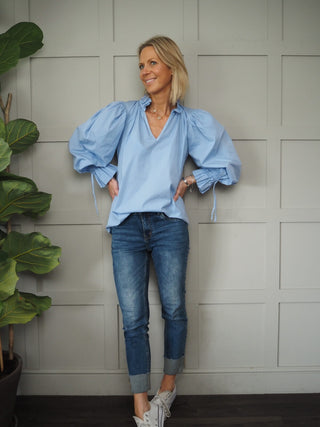 Nicolai Blouse with Frill Detail - Tangerine Orange