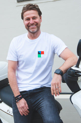 Men's Destijl Cotton T-Shirt by Loreak Mendian - White with Logo