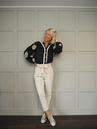 Cassie Blouse Embroidered with Fringing - Off White