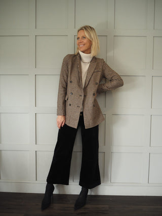 Atlanta Wide Leg, Cropped, Mid-Rise Corduroy Trousers - Camel