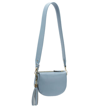 Mooni Crescent Shaped Leather Bag - Sky Blue