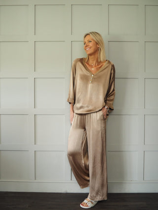 Glitterati V-Neck Top - Black, Champagne, Navy Blue