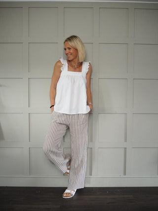 Cressida 'Dotted' Vest Top with Ruffle Detail - White