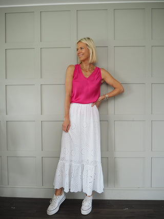 Sarah Silk Mix Vest Top - Black