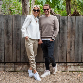 Men’s Rudy Round Neck Cotton Jumper - Stone with Logo