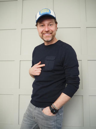 Men’s Ben Lightweight Cotton Round Neck Jumper - Navy Blue