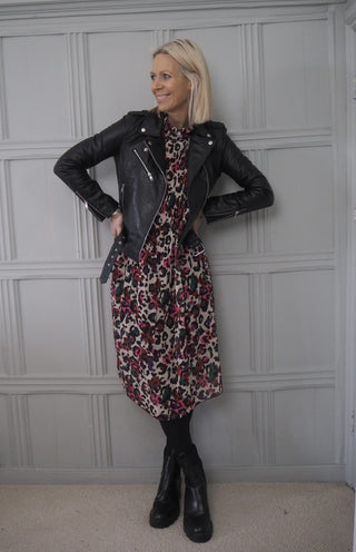 Leather Biker Jacket, Fully Lined - Black