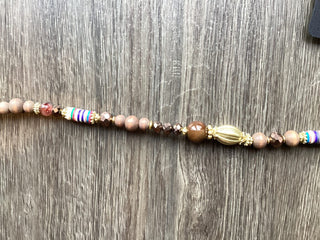 Crossbody Wooden Beaded Phone Cord - Black and Navy Blue