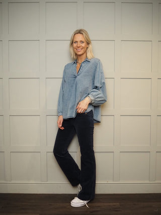 Marceo Boot Cut Corduroy Trousers - Ecru