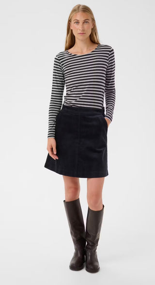 Nemajas Long Sleeve Stripe T Shirt - Ecru/Mole, Grey/Navy